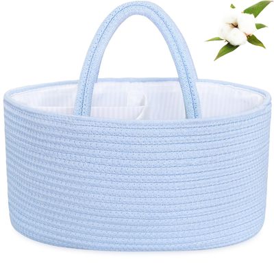 ABenkle Diaper Caddy Organizer, Boho Rustic Cotton Rope Nursery Baby Basket, Changing Table Organizer for Baby Diaper Storage and Baby Shower