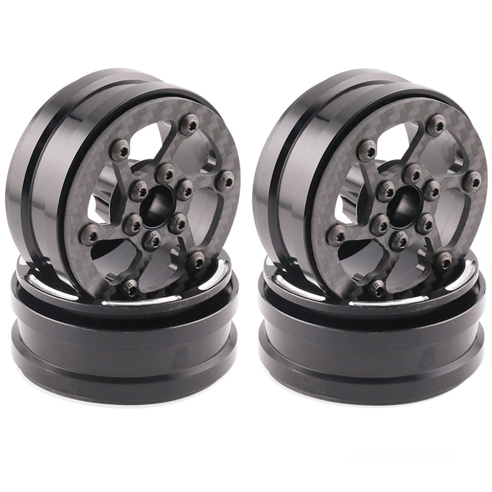1.9" Aluminum Beadlock Wheel Rims 4PCS Carbon Fiber for 1/10 RC Crawler TRX4 Axial Capra SCX10 VS4-10 Gen8 Upgraded Carbon Fiber 1.9 Beadlock Wheel Rims