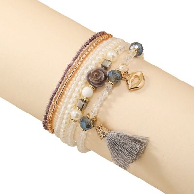 BTAKANPP Men's Watch Cases Set Rice Beads Elastic Beaded Combination Bracelet Set Casual Jewelry for Women (F, One Size), OdujF8w8a