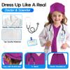 COTATERO Doctor Scrubs Costume for Kids With Stethoscope Lab Coat Career Day Costume Halloween Dress Up For Boys Girls 3-12 (Purple, XL-140/7-8Y) view 2