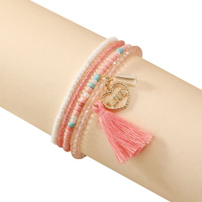 BTAKANPP Men's Watch Cases Set Rice Beads Elastic Beaded Combination Bracelet Set Casual Jewelry for Women (E, One Size)