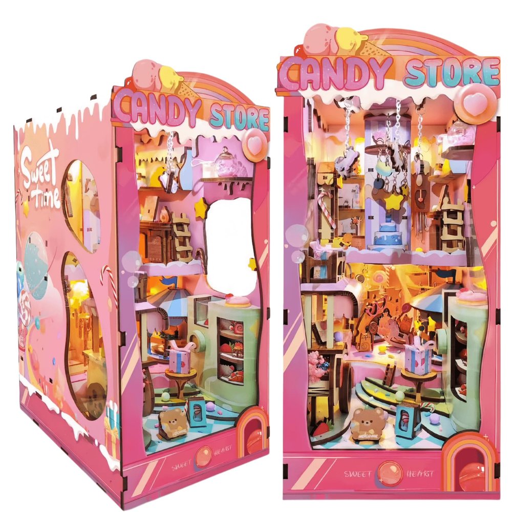 DIY Book Nook Dreamy Pink Candy Store Dollhouse DIY Assembly Kit