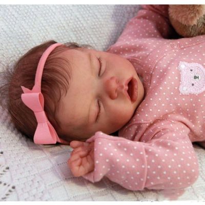 Anano 18Inch Reborn Baby Doll - Silicone Full Body Girl with Hand Rooted Hair, Open Mouth, Looks Like Reborn Babies (Classic)