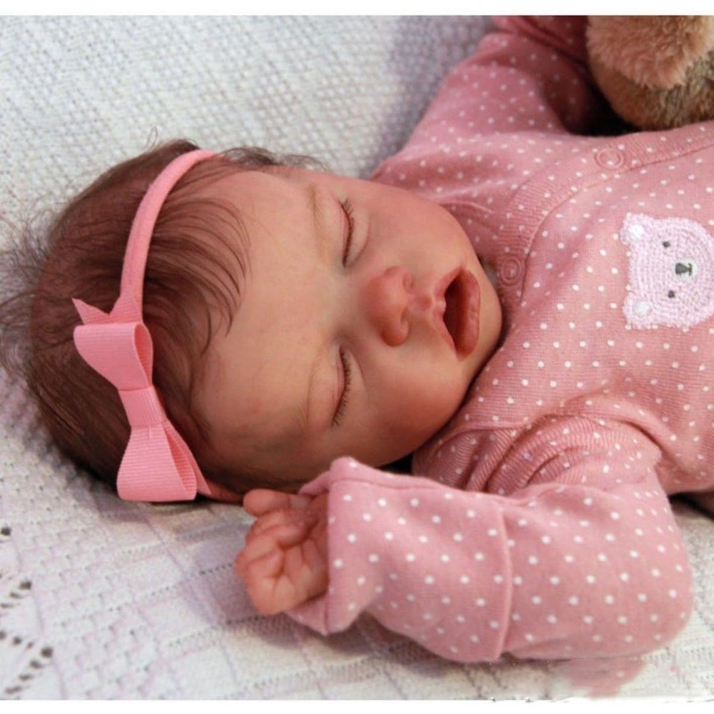 Anano 18Inch Reborn Baby Doll - Silicone Full Body Girl with Hand Rooted Hair, Open Mouth, Looks Like Reborn Babies (Classic)