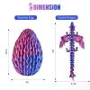 3D Printed Dragon Egg, Easter Dragon Eggs with Dragon Inside, Articulated Flexible 3D Printed Dragon in Egg Fidget Toy, Easter Basket Stuffers for Kids (Purple&Red) view 4