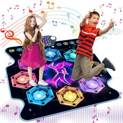 TERRAMUS Upgraded Dance Mat Toys for 3-12 Year Old Girls Boys, Electronic Light-up Dance Pad with Wireless Bluetooth 8-Buttons 9 Levels, Dancing Mat for Kids Music Game Xmas Birthday Gifts Toddler