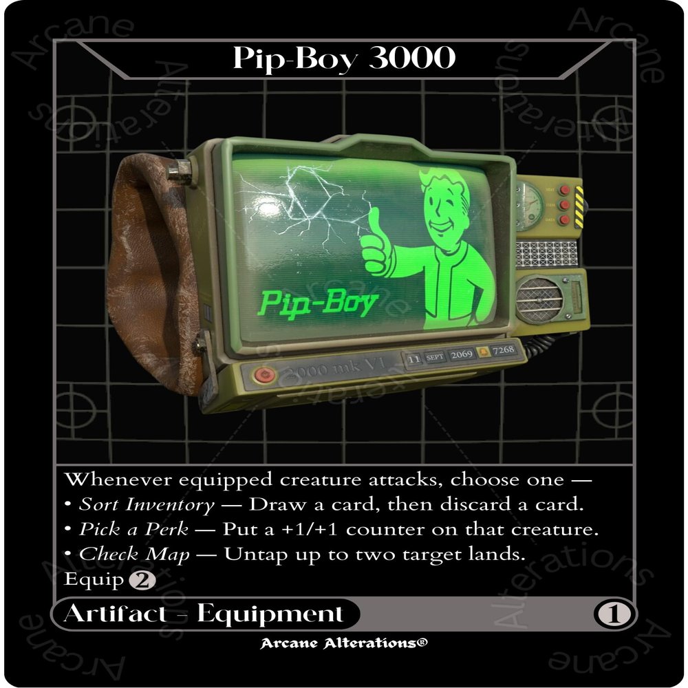 Arcane Alterations Custom Proxy Trading Card - Pip Boy 3000 Fallout Crossover - Green, Sci-Fi, Mint, 1 Piece