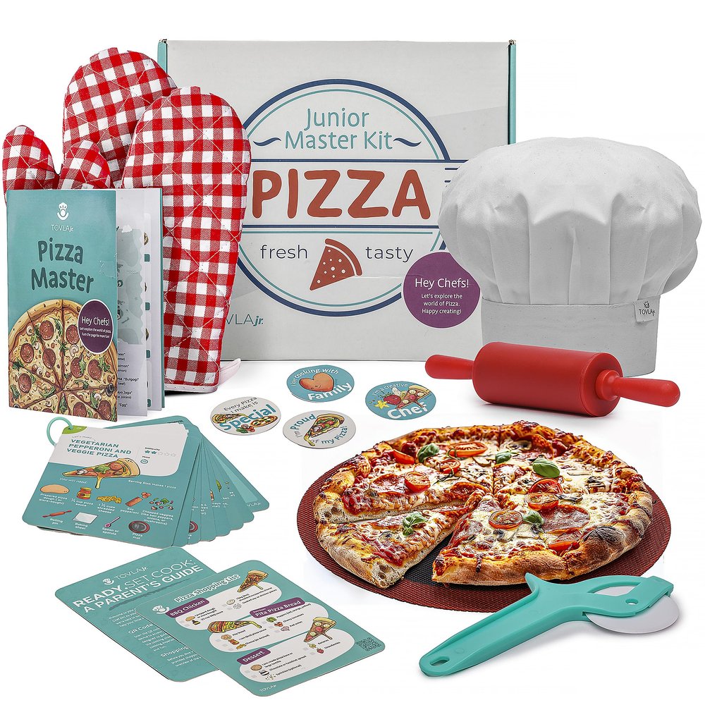 Tovla Jr. Ultimate Real Pizza Cooking Kit for Kids  Fun DIY Baking Set, STEM Activity for Ages 4+, Visual Learning Pizza Tools, Great Gift for Young Chefs