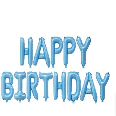 16 Inch Light Blue Happy Birthday Banner Balloons Aluminum Foil Letters Banner Balloons Sign For Men Women Kids Birthday Party Decorations Supplies