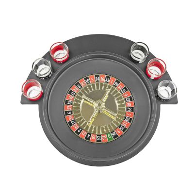 GeRRiT Roulette Sets Black Plastic Roulette Wheel Roulette Wheel Set with 2 Balls and 6 Shot Glasses Drinking Games Great for Family Game Night Party Games