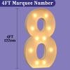 Mixifox 4FT Giant Marquee Light Up Numbers, Large Marquee Numbers for 8th 18th 80th Birthday Decorations, Pre-Cut DIY Mosaic for Balloons 8 view 2