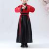 TANZEQI Chinese Traditional Hanfu Dress Suit for Boys and Girls Han Dynasty Ancient Party Dress Traditional Culture Clothing Formal Festival Wear (Red and Black, 120) view 3