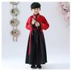 TANZEQI Chinese Traditional Hanfu Dress Suit for Boys and Girls Han Dynasty Ancient Party Dress Traditional Culture Clothing Formal Festival Wear (Red and Black, 120) view 4