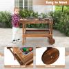 Costzon Mud Kitchen, Outdoor Play Kitchen with Sink, Faucet, Stoves and Cooking Accessories, Storage Shelf, Toddler Wooden Rolling Mud Table Cart, Mud Kitchen for Kids Outdoor view 3