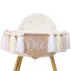 1st Birthday High Chair Banner - Girls Birthday Party Decorations,Highchair Banner Photo Backdrop (White) view 2