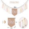 1st Birthday High Chair Banner - Girls Birthday Party Decorations,Highchair Banner Photo Backdrop (White) view 3