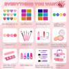 54 Pcs Kids Makeup Kit for Girls, Princess Real Washable Pretend Play Cosmetic Set Toys with Mirror, Non-Toxic & Safe, Birthday Gifts for 3 4 5 6 7 8 9 10+Years Old Girls Kids (Pink White) view 3