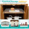 Costzon Mud Kitchen for Kids Outdoor, Wooden Pretend Play Kitchen w/Canopy, Chalkboard, Stove, Removable Sink, Cooking Accessories & Storage, Montessori Toy for Preschool, Backyard, Garden (3+ Years) view 4