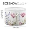 Flradish Colorful Flowers Cotton Rope Baske,20" X 20" X 14" Woven Baby Soft Waterproof Laundry Baskets with Handles,Toy Basket for Storage,Living Room,Toy,Blankets,Clothes view 2
