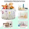 Flradish Colorful Flowers Cotton Rope Baske,20" X 20" X 14" Woven Baby Soft Waterproof Laundry Baskets with Handles,Toy Basket for Storage,Living Room,Toy,Blankets,Clothes view 4