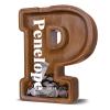 12" Custom Extra Large Wooden Letter Piggy Bank (Laser Engraved Name) Personalized Piggy Bank for Kids Boys Girls Customized Coin Bank Perfect Personalized Gift for Birthday and Festival-P Piggy Bank view 1