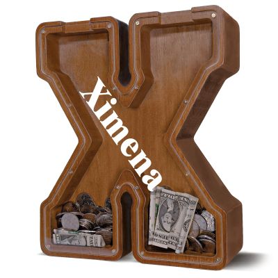 12" Custom Extra Large Wooden Letter Piggy Bank (Laser Engraved Name) Personalized Piggy Bank for Kids Boys Girls Customized Coin Bank Perfect Personalized Gift for Birthday and Festival-X Piggy Bank
