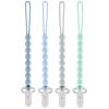 4-Pack Silicone Pacifier Clips with One-Piece Beads for Baby Boys and Girls - Flexible and Rust-Free Holders for Teething Relief and Baby Essentials, Safe for Newborns (Blue) view 1