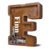 12" Custom Extra Large Wooden Letter Piggy Bank (Laser Engraved Name) Personalized Piggy Bank for Kids Boys Girls Customized Coin Bank Perfect Personalized Gift for Birthday and Festival-F Piggy Bank view 1