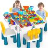OCATO Toddlers Kids Table and 4 Chairs Set: Activity Table with 152Pcs Large Marble Run Building Blocks Storage All in One Play Sensory Water Tables Sand Tables for Boys Girls 3 4 5 6 Year Old view 1