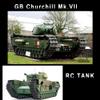 Ssccgym Remote Control Tank GB Churchill Mk.VII RC Tank 1/16 War Military Vehicle Smoke Barrel Telescoping NO-Shooting Collection 44CM Steel Gearbox/All Metal Track/Wheels view 2