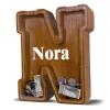 12" Custom Extra Large Wooden Letter Piggy Bank (Laser Engraved Name) Personalized Piggy Bank for Kids Boys Girls Customized Coin Bank Perfect Personalized Gift for Birthday and Festival-N Piggy Bank view 1