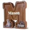 12" Custom Extra Large Wooden Letter Piggy Bank (Laser Engraved Name) Personalized Piggy Bank for Kids Boys Girls Customized Coin Bank Perfect Personalized Gift for Birthday and Festival-M Piggy Bank view 1