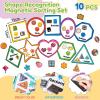 Blosssound 10 Set Magnetic Shape Sorting for Toddler Matching Games Magnet Sorting Mats 30 Everyday Objects Magnets Pieces Learning Toys for Child Learning Shape Game Preschool Classroom view 2