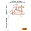 Rsstarxi 1 Pack Spanish Mi Bautizo Cake Topper Cross First Holy Communion Cake Decoration Christening Baptism Cake Pick for Religious God Bless Baby Shower Birthday Party Decoration Rose Gold view 2