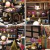 1:24 Scale Creative Room Mini Wooden Doll House Plus Dust Proof,DIY Miniature Dollhouse Kit with Furniture for Adults view 4