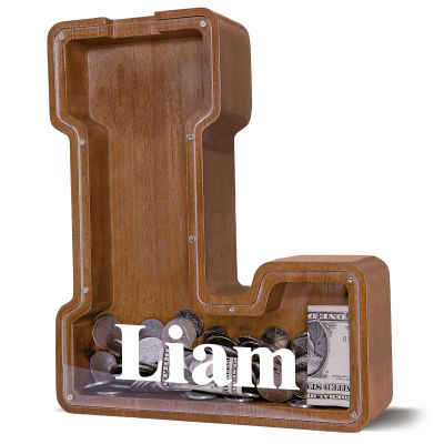 12" Custom Extra Large Wooden Letter Piggy Bank (Laser Engraved Name) Personalized Piggy Bank for Kids Boys Girls Customized Coin Bank Perfect Personalized Gift for Birthday and Festival-L Piggy Bank