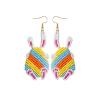 BTAKANPP Worm Earrings Egg Cartoon Cute Handwoven Bohemian Ethnic Style Rice Bead Earrings Clip on Stud (Khaki, One Size) view 1