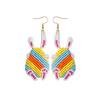 BTAKANPP Worm Earrings Egg Cartoon Cute Handwoven Bohemian Ethnic Style Rice Bead Earrings Clip on Stud (Khaki, One Size) view 2