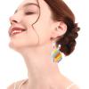 BTAKANPP Worm Earrings Egg Cartoon Cute Handwoven Bohemian Ethnic Style Rice Bead Earrings Clip on Stud (Khaki, One Size) view 4