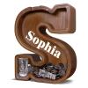 12" Custom Extra Large Wooden Letter Piggy Bank (Laser Engraved Name) Personalized Piggy Bank for Kids Boys Girls Customized Coin Bank Perfect Personalized Gift for Birthday and Festival-S Piggy Bank view 1