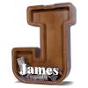 12" Custom Extra Large Wooden Letter Piggy Bank (Laser Engraved Name) Personalized Piggy Bank for Kids Boys Girls Customized Coin Bank Perfect Personalized Gift for Birthday and Festival-J Piggy Bank view 1