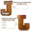 12" Custom Extra Large Wooden Letter Piggy Bank (Laser Engraved Name) Personalized Piggy Bank for Kids Boys Girls Customized Coin Bank Perfect Personalized Gift for Birthday and Festival-J Piggy Bank view 2