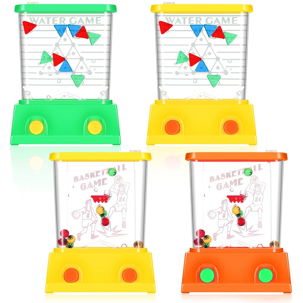 Gejoy 4 Pieces Water Games Handheld Water Ring Toss Handheld Game Mini Retro Games Pastime Toys Car Toys Birthday Party Favor for Kids Children Gifts(Sport Style)