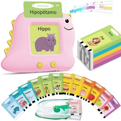 Alotwan Girls Toys Spanish Talking Flash Cards - Toddler Montessori Toys for Age 2-4, Bilingual Espaol Speech Therapy, 224 Words Preschool Learning Activity, Gifts for Little Girls 2 3 4 5 Years Old