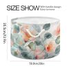 Flradish Watercolor Leaves Flowers Cotton Rope Baske,20" X 20" X 14" Woven Baby Soft Waterproof Laundry Baskets with Handles,Toy Basket for Storage,Living Room,Toy,Blankets,Clothes view 2