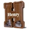 12" Custom Extra Large Wooden Letter Piggy Bank (Laser Engraved Name) Personalized Piggy Bank for Kids Boys Girls Customized Coin Bank Perfect Personalized Gift for Birthday and Festival-H Piggy Bank view 1
