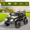 SEHOMY 12V Kids Ride On Truck with Parent Remote, 4 Wheels Battery Powered Electric Car for Kids Toys - 3 Speed, Spring Suspension, LED Lights, Safety Start, Music, Kids Electric Vehicles Dark Green view 4