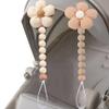 2pcs Flower Pacifier Clip, Silicone Bead Pacifier Clip for Baby Girls and Boys with Beige Brown Color Daisy Birthday Christmas Gift view 1