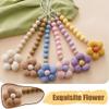 2pcs Flower Pacifier Clip, Silicone Bead Pacifier Clip for Baby Girls and Boys with Beige Brown Color Daisy Birthday Christmas Gift view 2