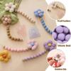 2pcs Flower Pacifier Clip, Silicone Bead Pacifier Clip for Baby Girls and Boys with Beige Brown Color Daisy Birthday Christmas Gift view 3